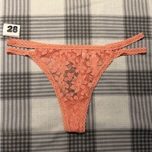 PINK Victoria's Secret Coral Lace Thong